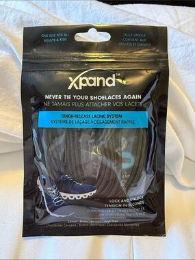 Xpand Quick-Release Lacing System - Black & Blue Accent OS Adults and Kids